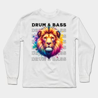 DRUM AND BASS  - Technicolor Lion (Black) Long Sleeve T-Shirt